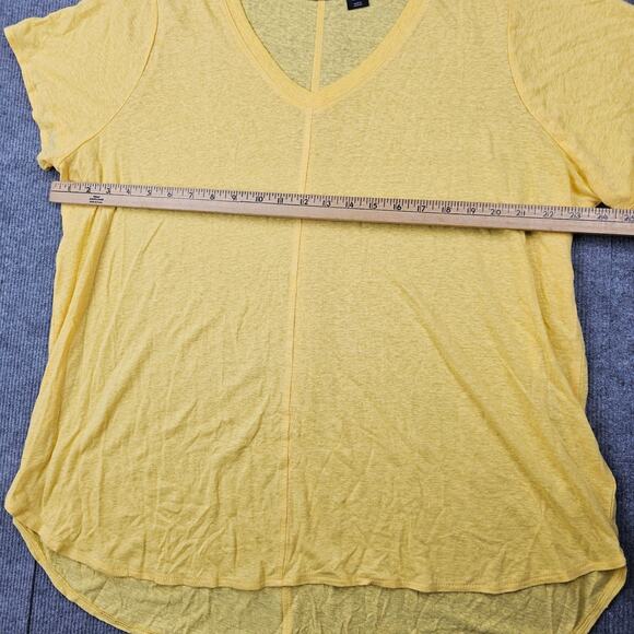 Tahari T Shirt Womens 2X Yellow Linen Casual Coastal Lightweight Minimal Top - Picture 4 of 6